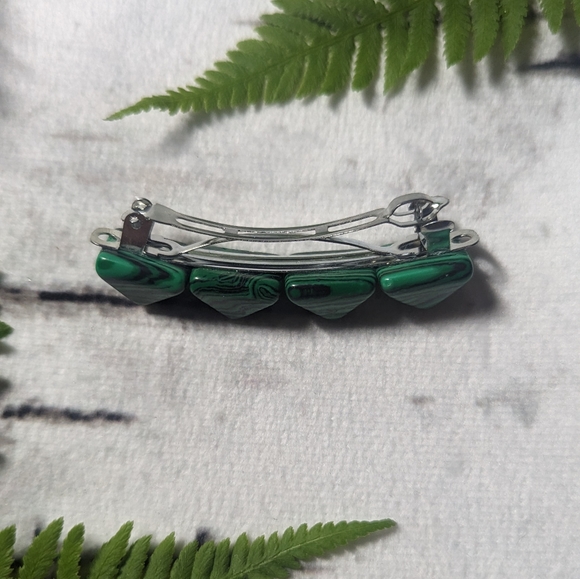 Hair Clip malachite imitation - Picture 3 of 4